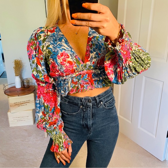 SWF Tops - SWF Nova Crop Top Long Sleeve Bloom Floral Revolve HOC Spring